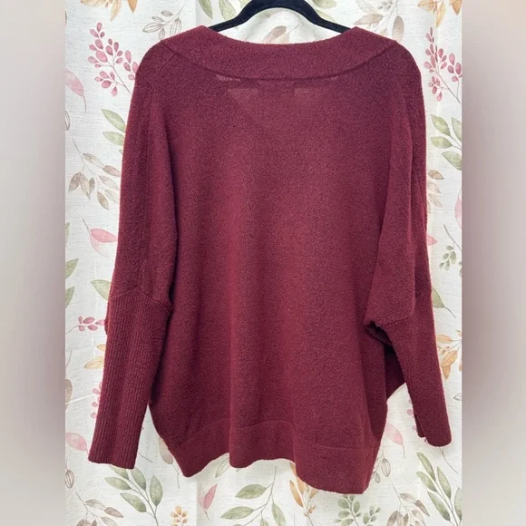 Anthropologie Burgundy V-Neck Sweater - Picture 4 of 8